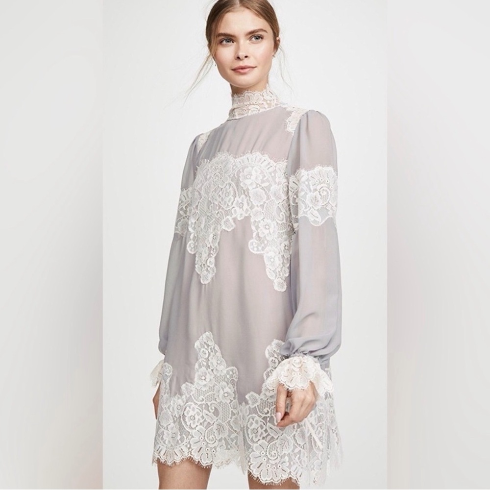 We Are Hah Grey/Pink Lace Mini Dress. Barely worn. Great condition. Size Large.
